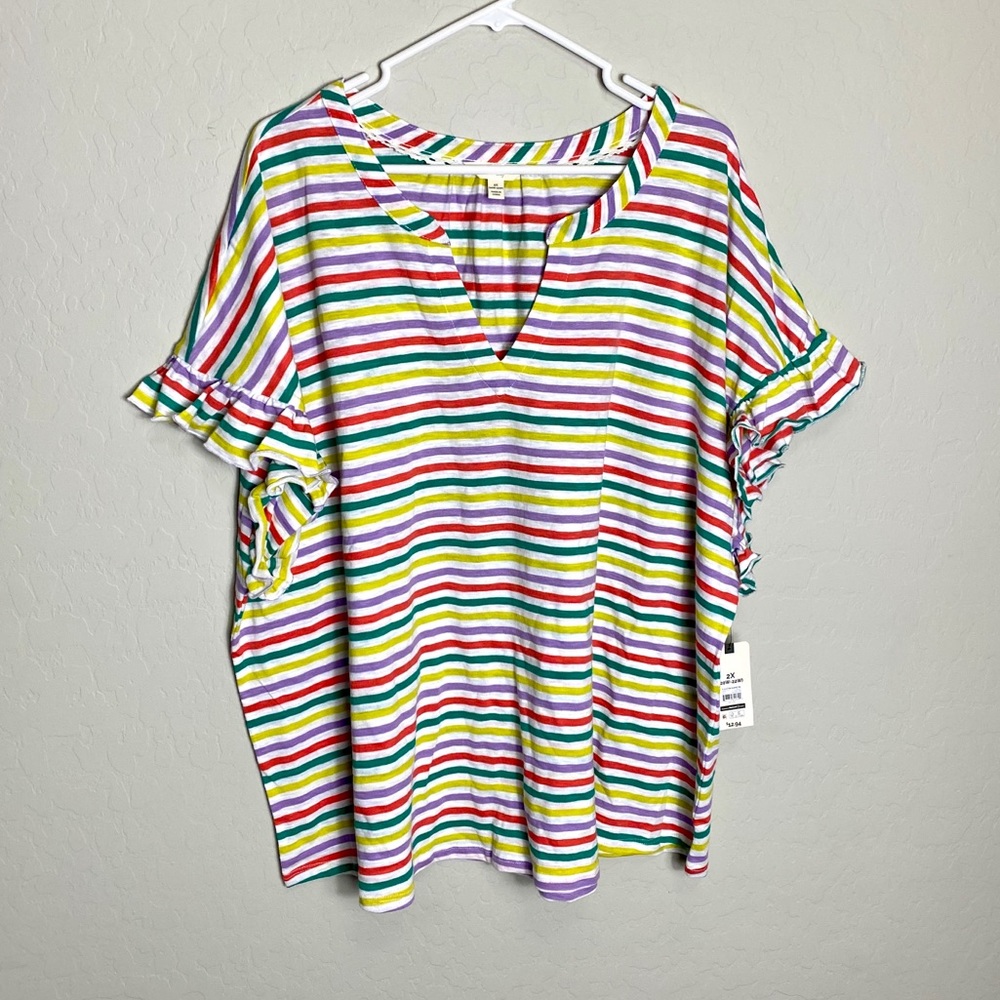 NWT Terra & Sky Size 2X Striped Top - Picture 1 of 8